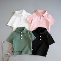Wholesale Pure cottonMen s summer Polo Short T Shirt cotton thin Shirt baby half Sleeve top boys and girls Lapel shi