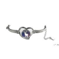 Wholesale Sublimation Heart Shape Bangles Favor Zinc Alloy Adjustable Bracelets Blank DIY Wrist Jewelry Round Chain Charm Ornaments RRD13185