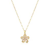 Wholesale Wholale Price gold Chain five leaf flower k Rose Gold Titanium Steel Necklace