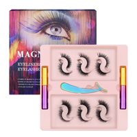 Wholesale 8D Magnetic Mink eyelashes with Liquid Eyeliner Natural Look Eyeliners Kit Tubes Pairs kit six lotus tray waterproof and sweatproof