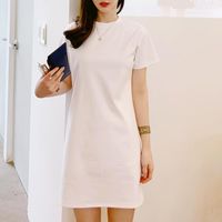 Wholesale Women s T Shirt Short Sleeve Loose Mid Length Korean Style Summer Cotton Round Neck Base Women Casual Dress Slimming Pullover