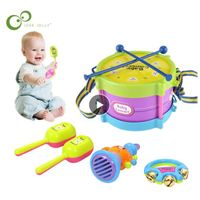 Wholesale 5Pcs Drum sets Trumpet Music Percussion Instrument Band Kit Early Learning Educational Toy Baby Kids Children Gift