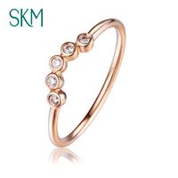 Wholesale Cluster Rings SKM Curved Diamond Wedding Band Ring For Women k k Gold Bezel Set Promise Anniversary Gift