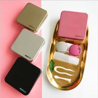 Wholesale Reflective Cover contact lens case with mirror color contact lenses Storage set Container cute Lovely Travel kit box Women