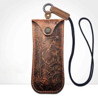 Wholesale Vazrobe Genuine Leather Glasses Case g Men Women Handmade with Strap Box for Spectacles Frames small Diopter Eyewear Button