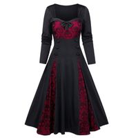 Wholesale Size Skull Lace Mock Button Bowknot Dress Ladies Halloween Cosplay Costumes Vampire Witch Costume Plus Casual Dresses Insert