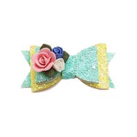 Wholesale 5 colors girl Hair Accessories Princess Sequined Stereo flowers barrettes cute kids girl fashion bow barrettes free ship K2