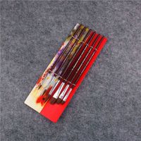 Wholesale Painting Pens Langhao Flat Pointed Round Head Gouache Watercolor Oil Painting Dark Red Short Wooden Pen Holder Sets