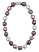 Wholesale 15 mm Big Oval Shell Pearl Necklace Multicolor Combination Barrel Magnetic Clasp Short Style For Women And Girls Gifts Inch Chokers