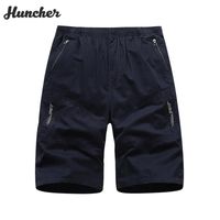 Wholesale Huncher Mens Cargo Shorts Men Summer Solid Side Pockets Seven Points Short Streetwear Casual Cotton Pants Dark Blue Men s