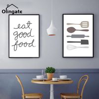 Wholesale Paintings Kitchen Eat Good Food Posters And Prints Cartoon Funny Wall Pictures One Piece Canvas Art Home Decor For Dining Room