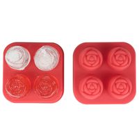 Wholesale 4 Grids Ice Cube Form Silicone Rose Shape Ice Cream Mold Freezer Ball Maker Reusable Whiskey Cocktail Mould Bar Tools GWE12962
