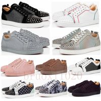 Wholesale Luxury Designers casual shoes Women Mens Designer Red Bottoms Rivet decoration fashion Genuine Leather Bottom Spikes Shoe Loafers Trainers Platform Sneakers