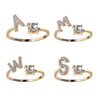 Wholesale A Z gold letter metal adjustable opening ring initials name alphabet female creative finger rings trendy party jewelry