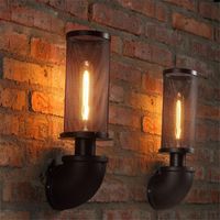 Wholesale Wall Lamp Thrisdar E27 Loft Creative Personality Pipe LED American Cafe Stairs Aisle Corridor Mesh Iron Industrial Light