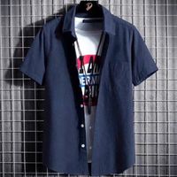 Wholesale Men s T Shirts Summer Solid Color Buttons Tshirts Men Turn Down Collar Short Sleeve Casual Fit Tees