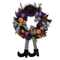 Wholesale Party Hats Halloween Witch Hat leg crown artificial rattan pumpkin wreath wall decoration door pendant festival decoration
