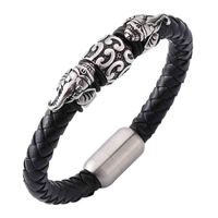 Wholesale Elephant Bracelet Men Bangle Genuine Leather Hand Chain Buckle Charm Male Female Lucky Jewelry Gift Bb0115