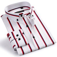 Wholesale Mens Standard fit Designer Smart Casual Dress Shirts Comfortable Cotton Long Sleeve Button collar Contrast Bold Striped Shirt
