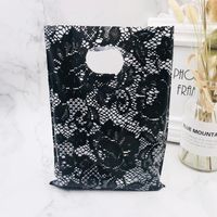 Wholesale 100pcs Black Rose Flower Wedding Plastic Gift Bags With Handle X20CM Mini Christmas Gift Bags Jewellery Pouches