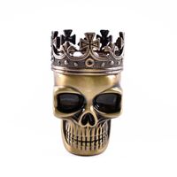 Wholesale Grinder Metal King Skull Metal Tobacco Herb Grinder Part Spice Crusher Hand Muller Magnetic with Sifter R2
