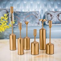 Wholesale Luxury Simple Moments Metal Gold Plated Candle Holders High Quality Pillar Wedding Home Decoration Candlestick Set