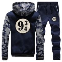 Wholesale Men s Tracksuits Nine And Three Quarters Vintage Printed Winter Hoodie Warm Jackets Mens Camouflage Suit Coat Thick Sportswear Pants Piece
