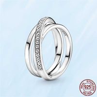Wholesale Womens Ring the New Sterling Silver Crossover Pave Triple Band for Women Wedding Party Fashion Lady Jewelry Gift