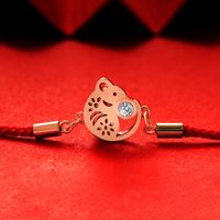 Wholesale S925 Sterling Silver New Year of Rat Bracelet Women s Life Red Rope Chinese Style Paper Cutting Creative Crystal Jewelry
