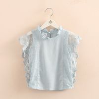 Wholesale 2021 Hot Summer New Design2 Years Thin Sweet Cute Solid Color Lace Patchwork Blouse Baby Kids Girls Sleeveless Shirt