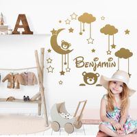 Wholesale Wall Stickers Personalized Moon Bear Custom Name Baby Sticker Decals For Kids Rooms Decoration Babys On The