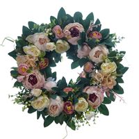 Wholesale Artificial Pink Rose Wreath inch Front Door Wreaths with Hydrangea Green Leaves Garland Mother s Day Wedding Home Decor GGA4378