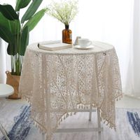 Wholesale Table Cloth Pastoral Style Tea Tablecloth Hollowed Out Design Hand Crocheting Tassel Party Afternoon Arrangement Living Roo