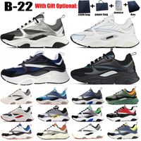 Wholesale With Box Luxury Designer B22 Shoes White Leather Calfskin Shoe Top Technical Knit Women Platform Sneakers Blue Grey Designers Sneaker B23 Outdoor Zapatos
