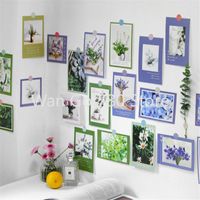 Wholesale Wall Stickers Ins Style Floral World Paper Card Sticker Walls Rose Orchid Green Leaf Lavender Room Decoration Accessories Hoom Decor