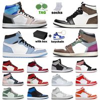Wholesale 2021 New Jumpman s Mens Womens Basketball Shoes University Blue High OG Dark Mocha Hand Crafted Mid Seafoam Light Smoke Grey Shadow Designer Sneakers With Box