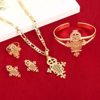 Discount nigeria earrings Earrings & Necklace Gold And Silver Plated Ethiopian Baby Cross Jewelry Sets For Teenage Girl Women Nigeria Congo Uganda