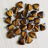 Wholesale Natural Stone Tiger Eye Necklace Supplies Crystal Heart Pendant DIY Charms For Jewelry Making Women
