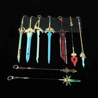 Wholesale Genshin Impact Weapons Keychains Wolf s Gravestone Skyward Spine Blade Cosplay Swords Keyrings Fashion Jewelry
