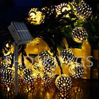 Wholesale Solar Lamps M Led Light Outdoor Moroccan Ball Wedding Garland Christmas Decoratio String Lantern Hanging Room For Home