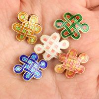 Wholesale 10pcs Cloisonne Silver Blue Enamel Chinese knot Loose Beads DIY Jewelry Making Filigree Spacer bead Earrings Bracelet Accessories