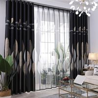 Wholesale Curtain Drapes Reduce Light Modern Style Leaves Tulle Polyester Room Darkening Printed For Bedroom