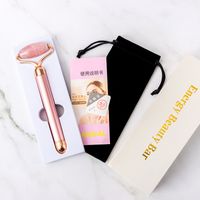 Wholesale Electric Vibrating Natural Rose Quartz Jade Roller Face Lifting Stone Facial Massager Energy Beauty Bar with retail box