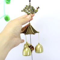 Wholesale Decorative Objects Figurines Bronze Wind Chimes Garden Bell Good Luck Hanging Ornament Antique Dragon Peacock Vintage Gift Bless Home Hand