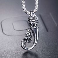 Wholesale Crow Korean Style Jewelry Personality Trend Fish Hook Small Commodity Men s Titanium Steel Pendant Necklacewewe