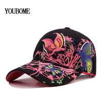 Wholesale YOUBOME Fashion Baseball Cap Hats For Women Snapback Butterflies Flowers FemaLe Cotton Embroidery Bone Gorras Dad Hat Caps Q0703