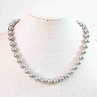 Wholesale Silver color Simulated pearl Shell mm mm mm mm Round Beads Necklace Women Elegant Jewelry Gifts inch B640 Chains