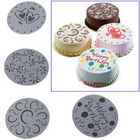 Wholesale Set Cake Spray Mold Happy Birthday Flowers Heart Printed Pattern Stencils Decoration Mould Bakery Tools DIY M Baking Pastry