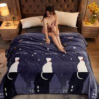 Wholesale Blankets Soft Bed Blanket Coral Fleece Warm For All Season Velvet Plush Throw Cartoon Cat Modern Couch Sofa