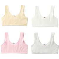 Wholesale Camisoles Tanks Teen Young Girls Cotton Training Bra Sweet Mini Bowknot Solid Color Underwear Double Layered Wirefree Wide Strap Bralette